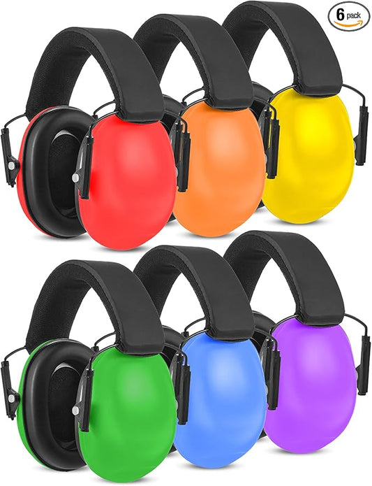 Amylove 6 Pcs Kids Noise Cancelling Headphones 27db Adjustable Earmuffs for Autism Sensory Toddler Children (Elegant Style,Candy Color)