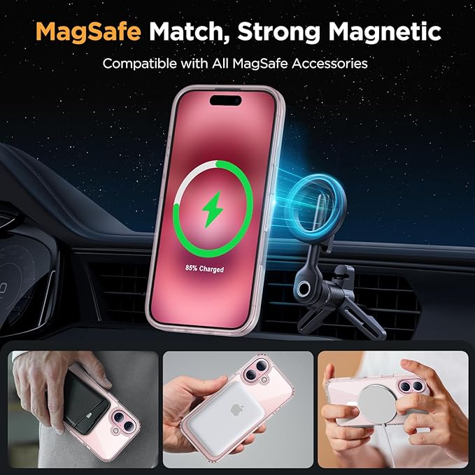 Miracase Magnetic for iPhone 17 Case (Compatible with MagSafe) with Screen Protector Military-Grade Protection, Anti-Fingerprint Translucent Matte Phone Cover for iPhone 17 6.3 inch, Crystal Clear