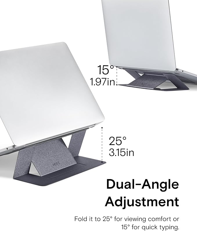 MOFT Laptop Stand for Desk, Adhesive MacBook Computer Stand with 2 Adjustable Viewing Angles, Foldable and Portable Laptop Riser Compatible with 11"-16" Laptops, Starry Grey(Adhesive Version)