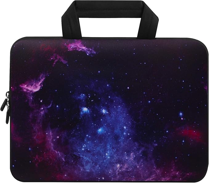 Violet Mist 11 11.6 12 Inch Laptop Sleeve Funny Galaxy Pattern Laptop Carrying Bag Case with Handle Cute Protective Neoprene Notebook Tablet Computer Travel Cover Pouch Briefcase, Purple Galaxy