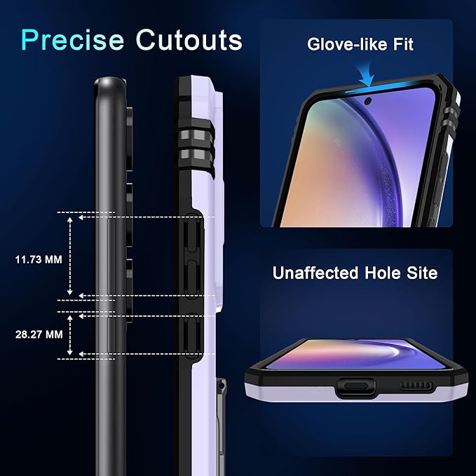 DEERLAMN Case for Samsung Galaxy S23 FE 6.4-Inch with Slide Camera Cover+Screen Protector(1 Pack),Rotated Ring Kickstand Military Grade Shockproof Protective Cover-Light Purple