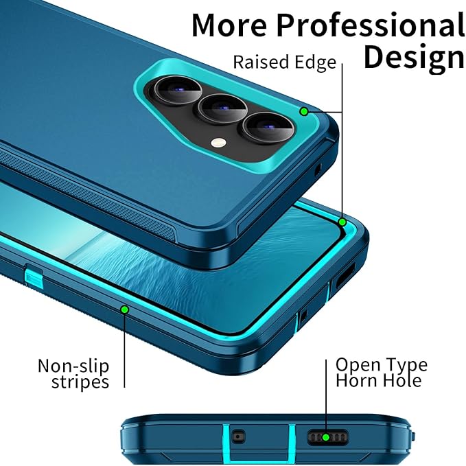 for Galaxy S25 FE 5g Case,Shockproof Dropproof Dustproof 3-Layer Full Body Protection Rugged Heavy Duty High Impact Hard Cover Case for Galaxy S25 FE,Turquoise