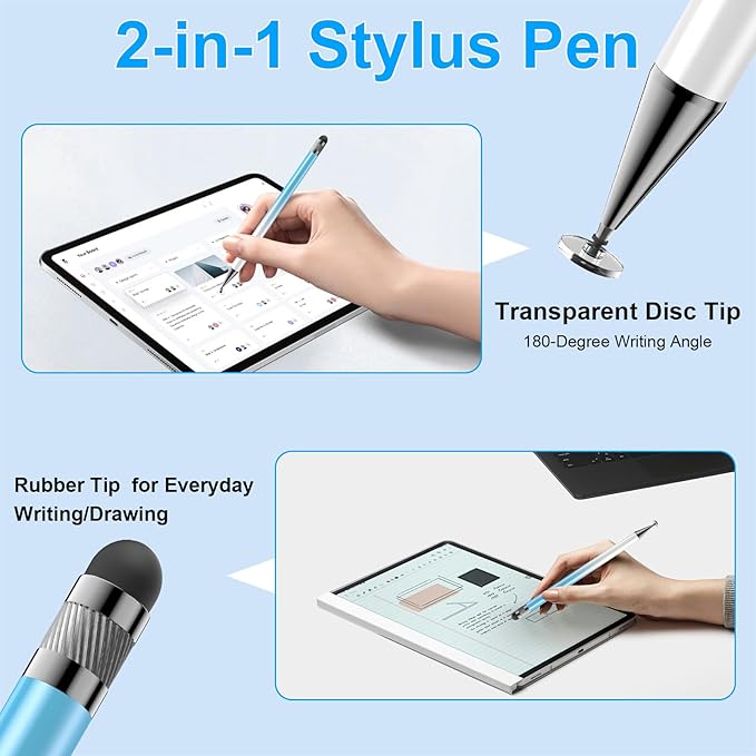 Bopomofo 10 Rubber Tips+5 Transparent Disc Trips,High Precision and High Sensitivity Stylus Replacement Tibs,Black and Silver