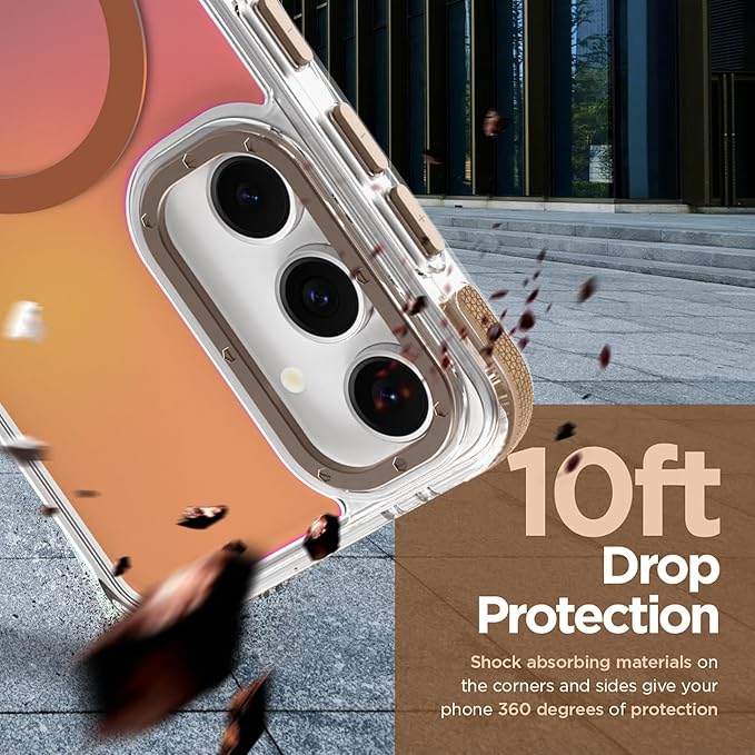 MOWIME Magnetic Case for Samsung Galaxy S24 FE [Compatible with Magsafe] [Cute Fashion Fluorescent Design] [1 Screen Protector] Slim Translucent Matte Case for Galaxy S24 FE 6.7", Desert