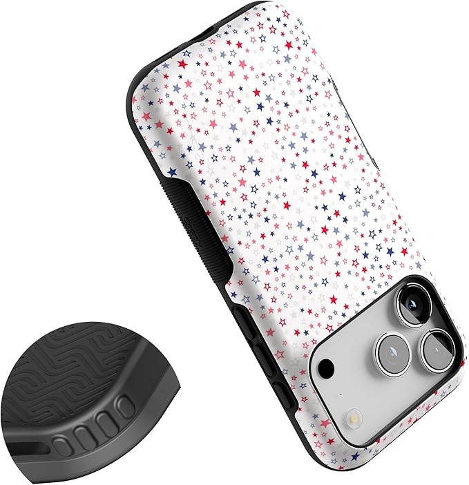 Casely iPhone 17 Pro Case | Seeing Stars | Red, White & Blue | Bold Protective Design | Compatible with MagSafe