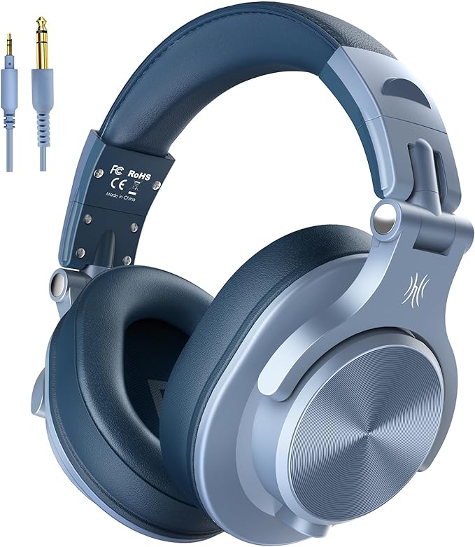 OneOdio A71 Hi-Res Studio Recording Headphones - Wired Over Ear Headphone with SharePort, Monitoring Mixing Foldable Headset with Stereo Sound, 3.5/6.35MM Jack for PC Computer DJ Guitar-Sky Blue