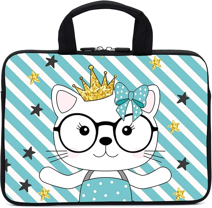 Laptop Sleeve Case 11.6 Inch 12 Inch Neoprene Laptop SleeveNotebook Computer Pocket CaseChromebook CaseTablet Briefcase Carrying Bag Compatible for Men， Women ，Boys， Girls (Cute cat)