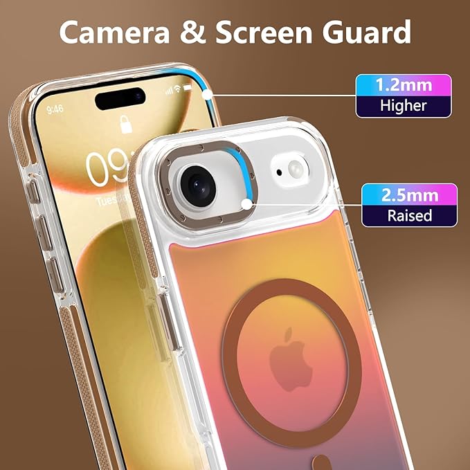 MOWIME Magnetic Case for iPhone Air [Compatible with Magsafe] [Cute Fashion Fluorescent Design] [1 Screen Protector] Slim Translucent Matte Case for iPhone Air 6.5" 2025, Desert