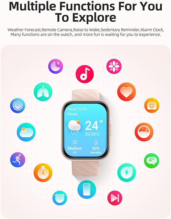 Parsonver Smart Watch, 5ATM Waterproof Swimming Watch, Fitness Activity Tracker with 110+ Sports Modes, Heart Rate/Sleep/SpO2/Calories Monitor, Pedometer, Fitness Watch for Android & iPhone, Rose Gold