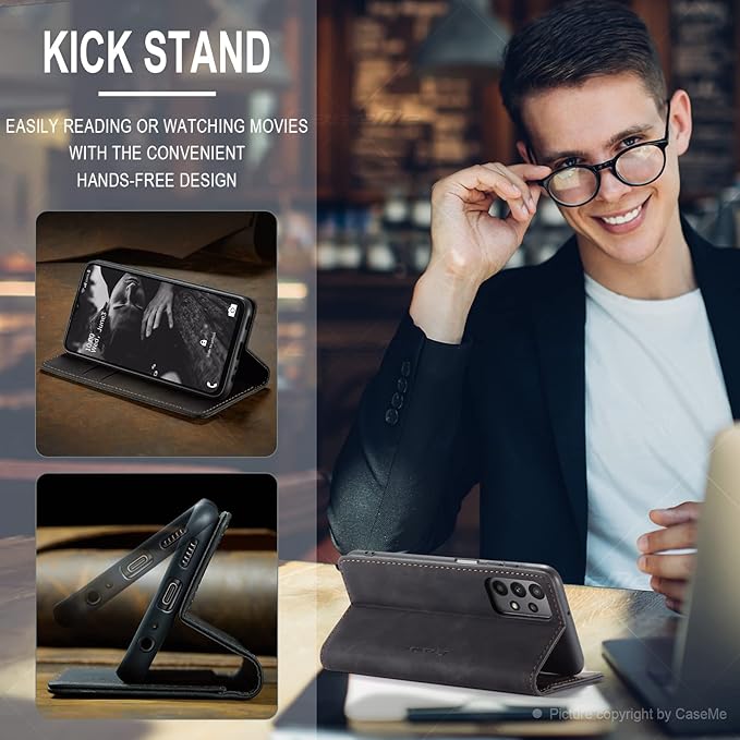 for Samsung Galaxy A23 5G/4G Case, Flip Wallet Leather Case with Card Holder Magnetic Closure Shockproof Kickstand Protective Phone Cases Cover for Samsung A23,Black