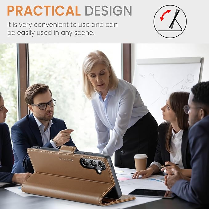 for Samsung Galaxy A05s Case, Premium PU Leather Wallet Case Flip Cover with [RFID Blocking][Card Holder][Stand Function] Shockproof Protective for Samsung Galaxy A05s, Brown