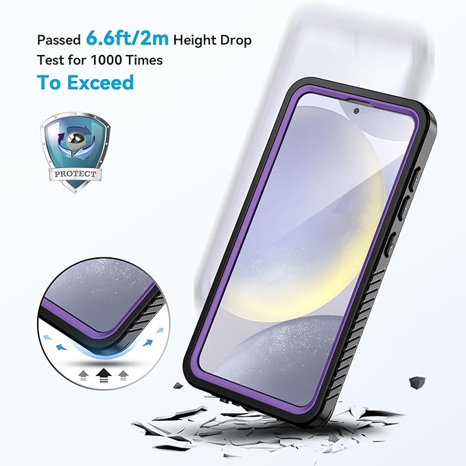 Lanhiem for Samsung Galaxy S24 Phone Case, IP68 Waterproof Dustproof, Built-in Screen Protector, Rugged Full Body Shockproof Protective Cover for Galaxy S24 5G 6.2 Inch, Purple