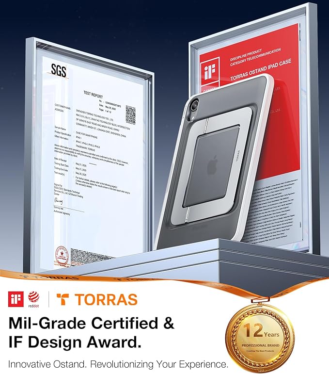 TORRAS for iPad Mini 7 A17 Pro Case, iPad Mini 6 Case with Pencil Holder, Ultra Stable Stand, Multiple Adjustable Viewing Angles, Slim Protective Kickstand Cover, Translucent iPad Mini 6th Case, White