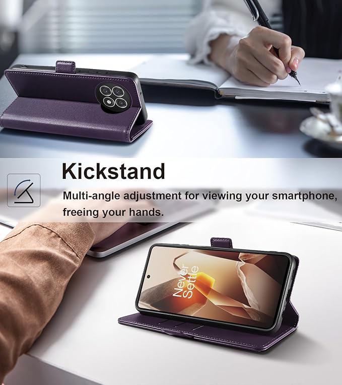 Wallet Flip Case for OnePlus 13R 5G - [RFID Blocking] Luxury PU Leather Card Holder Magnetic Phone Cover with Kickstand,Shockproof Protective Case,Purple