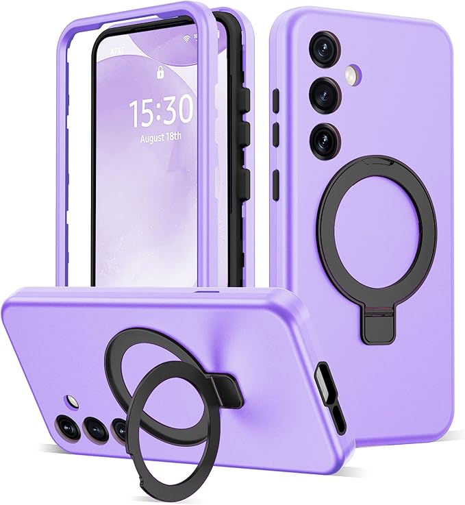 Designed for Samsung Galaxy S24 Plus Case with Magnetic Ring Stand [Compatible with Mag-Safe][Military Grade Drop Protection][Build in Kickstand] S24+ Phone Case 6.7",Light Purple