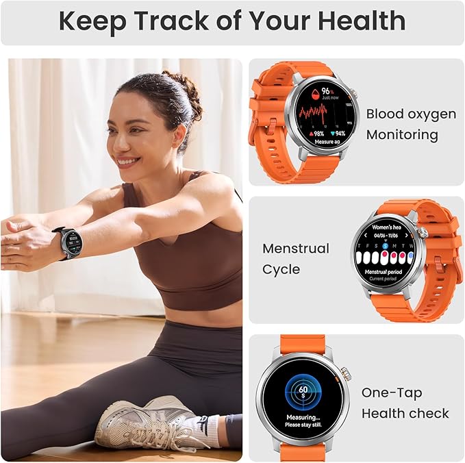KOSPET Smart Watch for Women 1.43" AMOLED Smartwatch with 175+ Sport Modes, 25 Days Battery, IP68 Waterproof, 24/7 Heart Rate & Sleep Monitor, Bluetooth Call (Answer/Make), Silver
