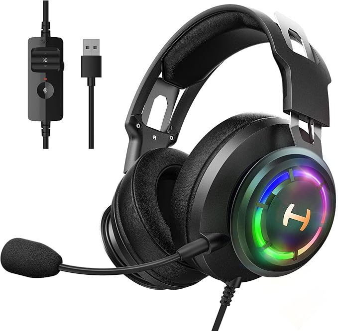Edifier 7.1 Hi-Res Sound PC Gaming Headset Weird USB Over-Ear Headphone Noise Cancelling Mic RGB Light for PC PS4 Laptop Mac Desktop