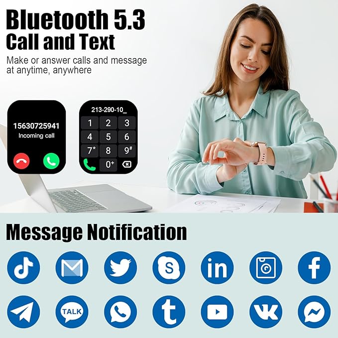 Smart Watch for Men Women, 2025 Release (Answer/Make Call) 1.96" HD Fitness Tracker Running Watch,Waterproof, Pedometer,Step/Sleep/Heart Rate Monitor,110+ Sport Mode Smartwatch for Android Phone,Pink