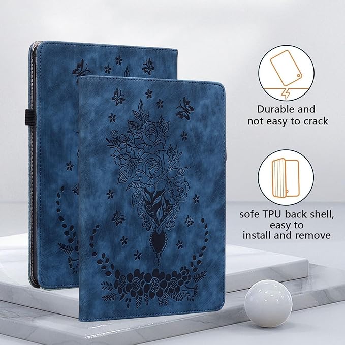 Case for Samsung Galaxy Tab A8 10.5 Inch 2022 Model (SM-X200/X205/X207), Multi-Angle Flip PU Leather Protective Cover with Stylus Holder for Samsung Tab A8 Case, Blue