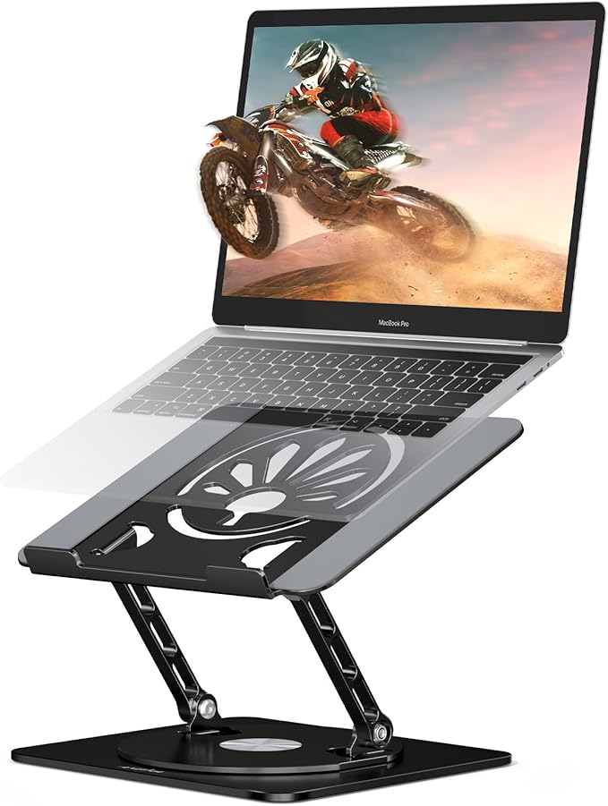 Adjustable Laptop Stand for Desk-360° Rotating Foldable Laptop Holder Ergonomic Laptop Riser for MacBook Pro/Air Dell HP Lenovo Notebook up to 16.3",Black
