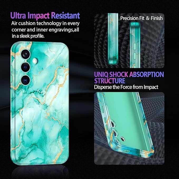 Casetego for Galaxy S24 Case,Compatible with MagSafe,[Military Grade Drop Test] Full Body Protection Slim Shockproof Rugged Marble Women Case for Samsung Galaxy S24 6.2 inch,Turquoise