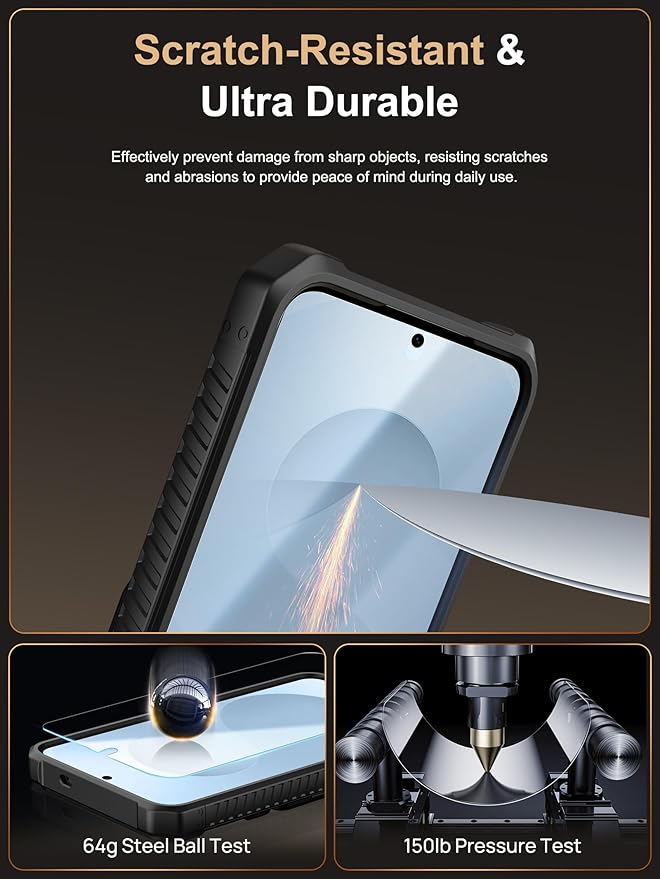 Vihibii for Samsung Galaxy S25 Case with [2X Screen Protector], Built-in Card Holder (4 Cards), [RFID Blocking] & Slide Camera Cover & Tempered Glass Films, Rugged Case Wallet for S25 6.2" 2025, Black