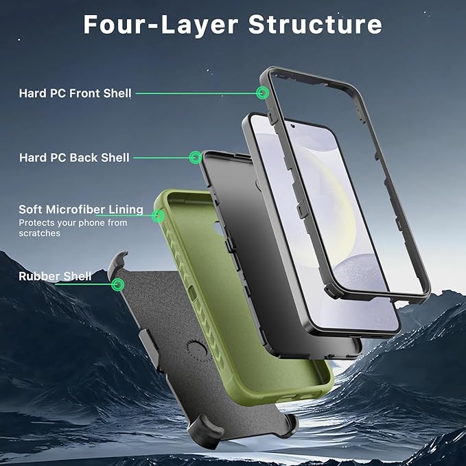 M MYBAT PRO Maverick Series for Samsung Galaxy S25 Plus Case with Belt Clip Holster, 6.7 inch, Heavy Duty Military Grade Drop Protective Case with 360° Rotating Stand (No Screen Protector) Army Green