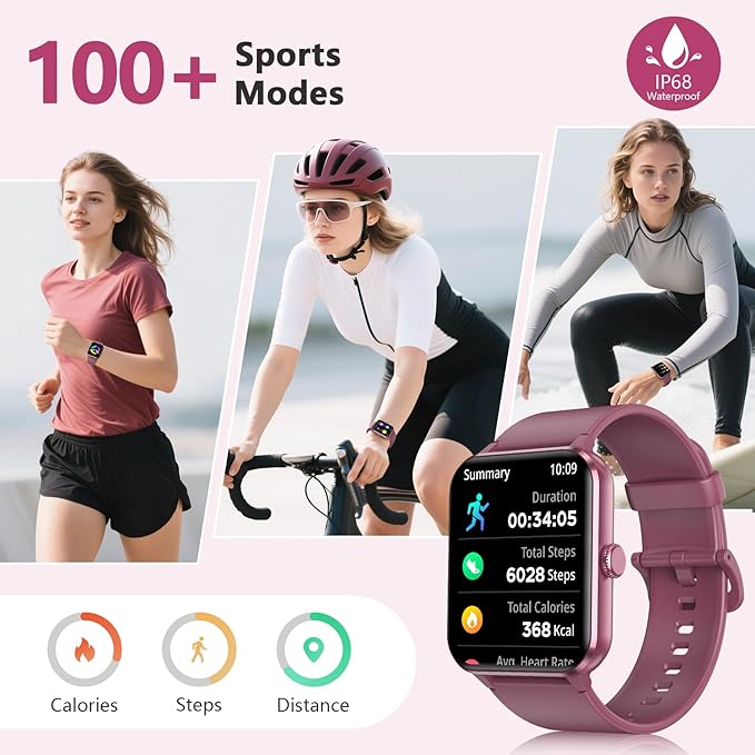 Blackview 2025 Fitness Tracker (Answer/Make Calls), Smart Watch for Men and Women with Heart Rate/SpO2/Sleep Monitor/2 Straps, 100+ Sports Modes, IP68 Waterproof Activity Tracker for Android/iPhone