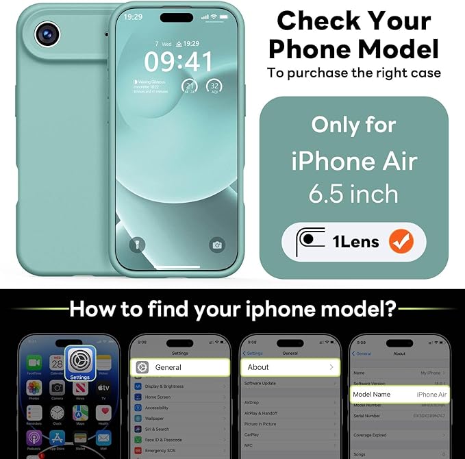 Vooii Magnetic Compatible with iPhone Air Case (Compatible with Magsafe) (Upgraded Camera Protection) Liquid Silicone Shockproof Full Body Protective Phone Cover for Women Men, Pine Green, 6.5"