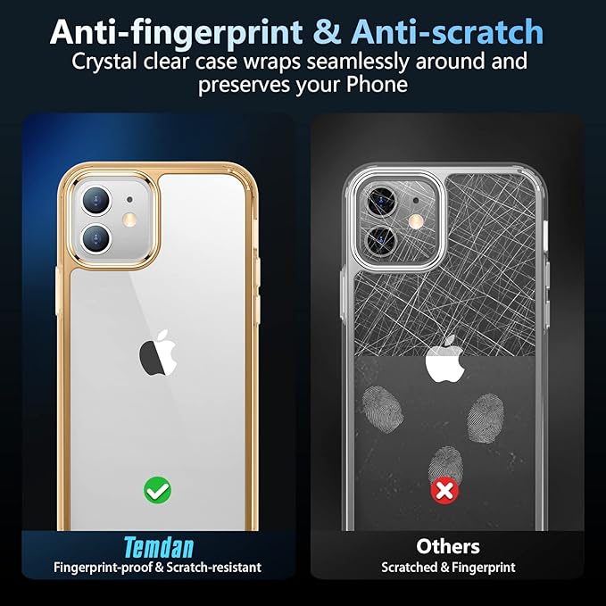 Temdan for iPhone 12 Case for iPhone 12 Pro Case,[Not Yellowing] Slim Shockproof Phone Case-White