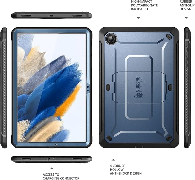 SUPCASE for Galaxy Tab A8 Case with Stand (Unicorn Beetle Pro), [Built-in Screen Protector] Full-Body Rugged Shockproof Heavy Duty Protective Tablet Case for Samsung Galaxy Tab A8 10.5 Inch, Tilt