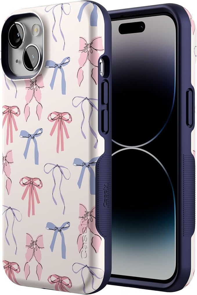 Casely iPhone 14 Case | Coquette Girlie | Pastel Bows | Compatible with MagSafe | Bold Protective Design