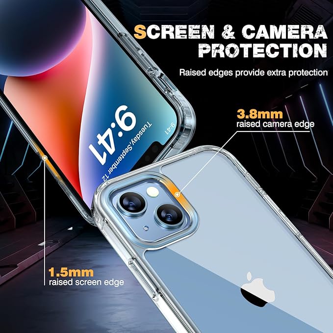 Diaclara Designed for iPhone 14 Case, [with Privacy Screen Protector] [Anti Spy] [Military Grade Drop Protection] Heavy Duty Full-Body Shockproof Phone Case, Clear