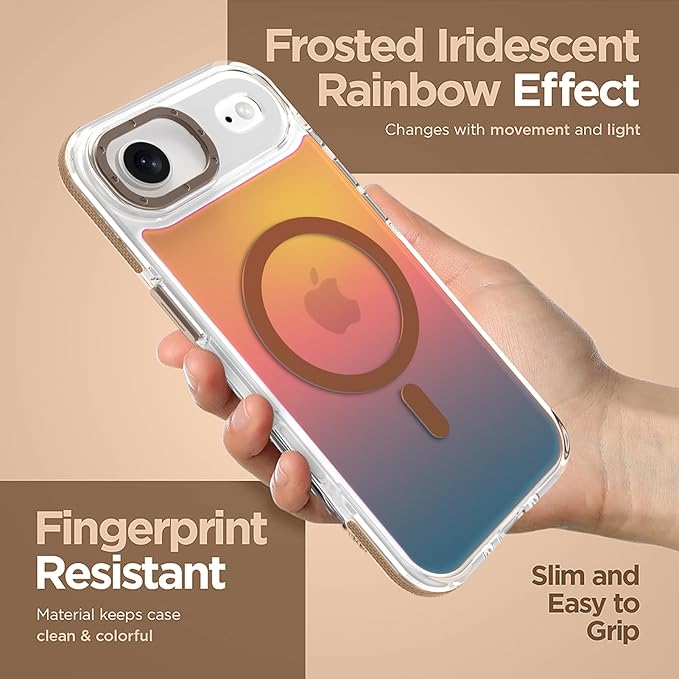 MOWIME Magnetic Case for iPhone Air [Compatible with Magsafe] [Cute Fashion Fluorescent Design] [1 Screen Protector] Slim Translucent Matte Case for iPhone Air 6.5" 2025, Desert