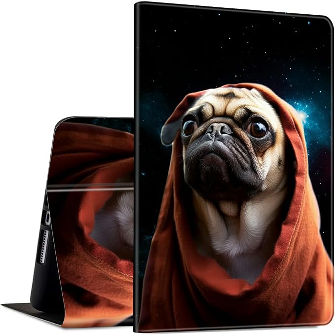 Case for Microsoft Surface Pro X (2021/2020/2019) 13 Inch PU Leather Slim Lightweight Multiple Angles Stand Smart Cover with Auto Wake/Sleep for New Surface Pro X 2021, Cute Pug Dog