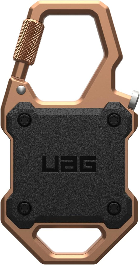 URBAN ARMOR GEAR UAG [Exclusive] Designed for AirTag Case with Built-in Bottle Opener Monarch - Hard Shell Lock Case AirTag Holder Locking Carabiner for Keys, Luggage & Bags, Black/Copper
