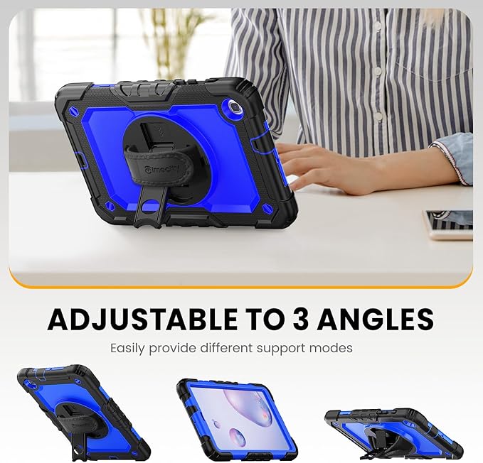 Timecity Case for Galaxy Tab A 8.4 Inch 2020, SM-T307 Case, with Stylus Holder Screen Protector/Swivel Stand/Hand Strap/Shoulder Strap, Heavy Duty Protective Case for SM-T307U - Dark Blue