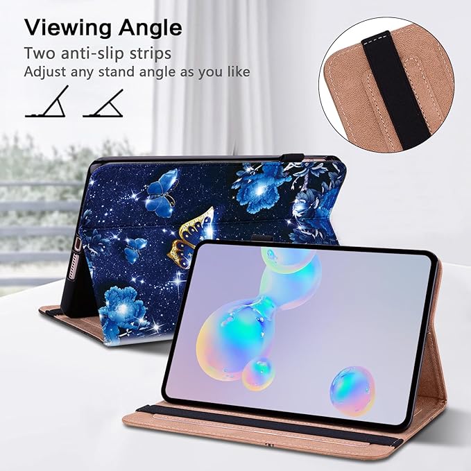 ALILANG Case for Lenovo Tab M9 9.0 inch (TB-310FU,2023 Released), PU Leather Folio Cover with Multi-Angle Stand and Pen Holder for Lenovo Tab M9 Tablet Case -Sparkle Blue Butterfly