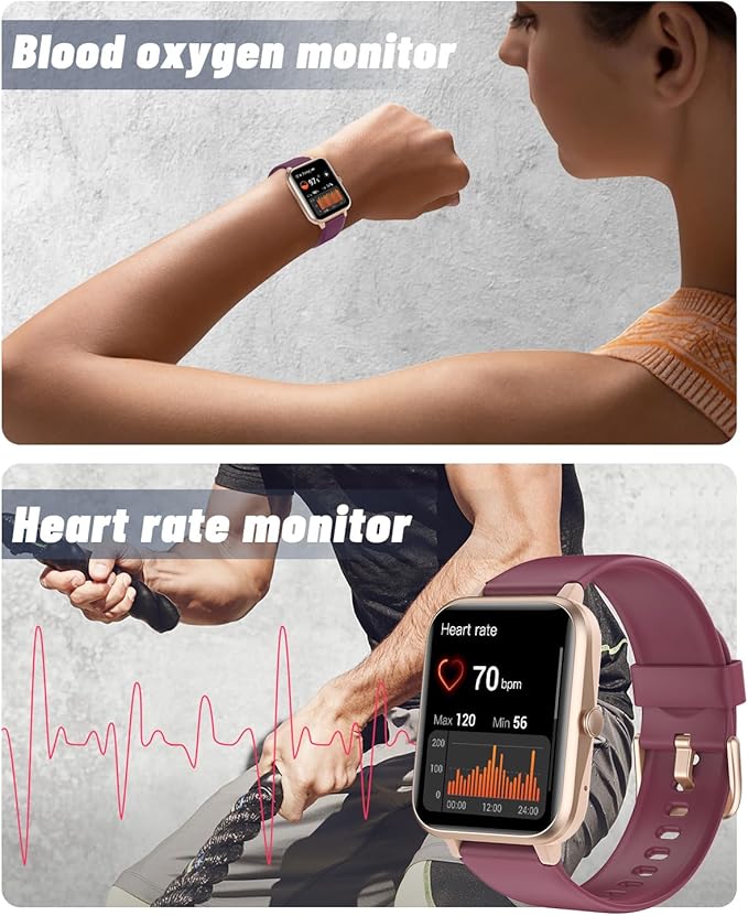 GRV Smart Watch for iOS and Android Phones (Answer/Make Calls), Watches for Women IP68 Waterproof Smartwatch Fitness Tracker Watch with Heart Rate/Sleep Monitor Steps Calories Counter (Dark Purple)