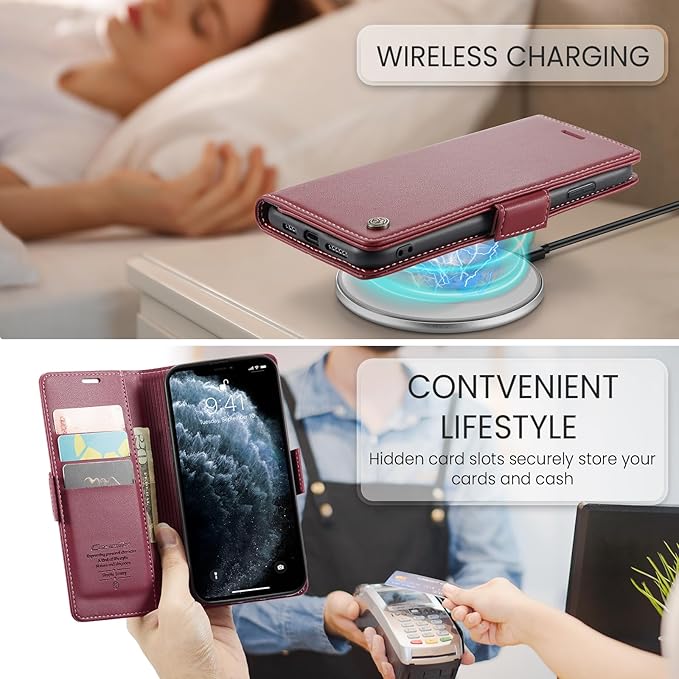 for iPhone 11 Pro Max Case, Premium PU Leather Wallet Case Flip Cover with [RFID Blocking][Card Holder][Stand Function] Shockproof Protective for iPhone 11 Pro Max, Red