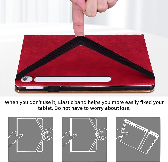 Case for Samsung Galaxy Tab S10 Fe Plus 13.1" 2025, PU Leather Folio Business Protective, Multi-Angle Viewing Stand with Front Pocket, Hand Strap for Galaxy S10 FE+ Red