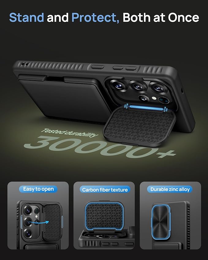 for Samsung Galaxy S25 Ultra Case Wallet with Stand, Built-in [2 Pack] Screen Protector & Card Holder & Camera Cover, Military Grade Drop Protection Phone Case for S25 Ultra 6.9" 2025, Black