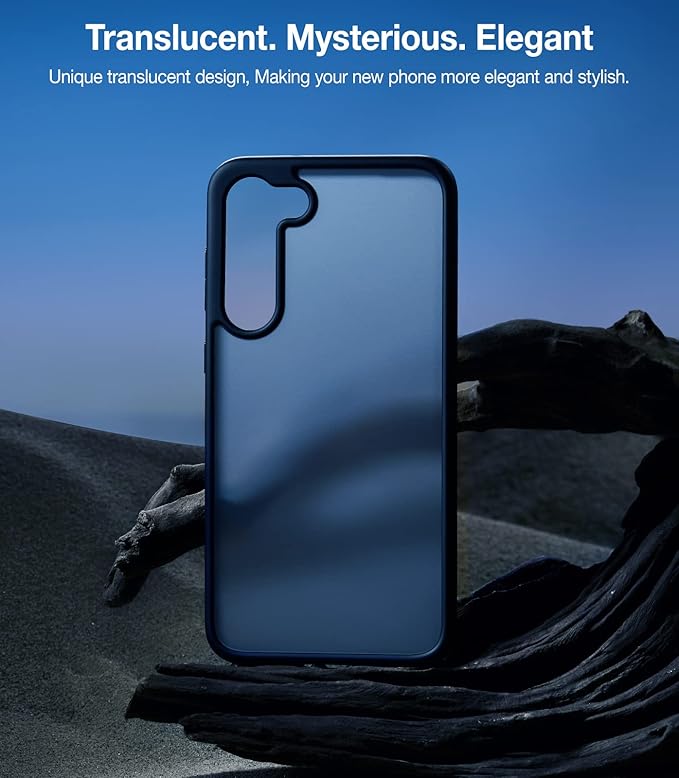 TORRAS Shockproof for Samsung Galaxy S23 Case, [Military Grade Drop Tested] Translucent Matte Hard Back & Soft Edge Slim Protective for Samsung S23 Case Guardian Series, Black