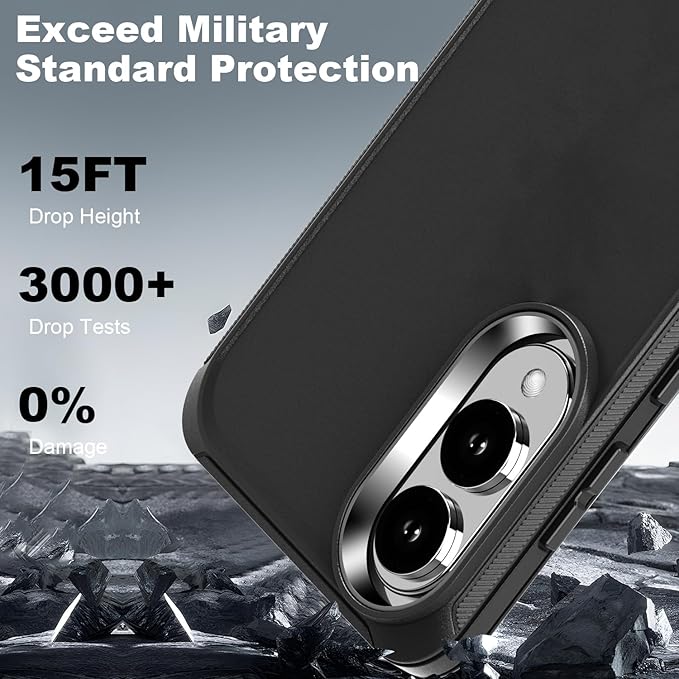 Designed for Samsung Galaxy S25 Edge Case [with Privacy Screen Protector] 3-Layer Full Body Protection Rugged Shockproof Heavy Duty Phone Case Cover, Black