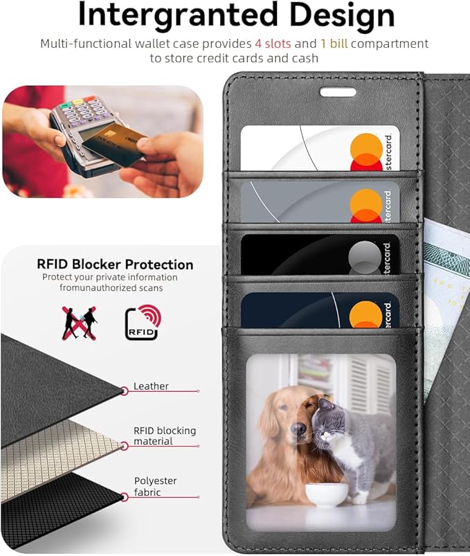 OCASE Compatible with Galaxy S25 Ultra Wallet Case, PU Leather Flip Folio Case with Card Holders RFID Blocking Kickstand [Shockproof TPU Inner Shell] Protective Phone Cover 2025, Graphite