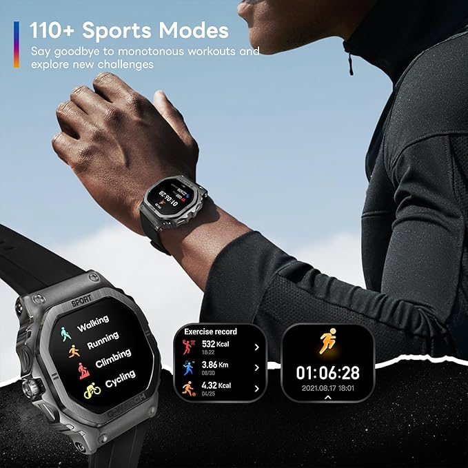 Smart Watches for Men (Answer/Make Calls), 1.57''HD Smart Watch for Android and iPhone, 24/7Fitness Watches with IP68/Heart Rate/Sleep Monitor/Steps Monitor/Pedometer/100+Sport Modes (Gray)