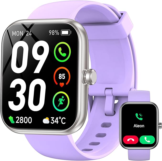 Smart Watch with Alexa Built-in, 1.83" HD Touchscreen Fitness Tracker, Bluetooth Notifications/Calls, IP68 Waterproof, 120+ Sport Modes, 24/7 Heart Rate & Sleep Monitor for iPhone Android iOS (Purple)