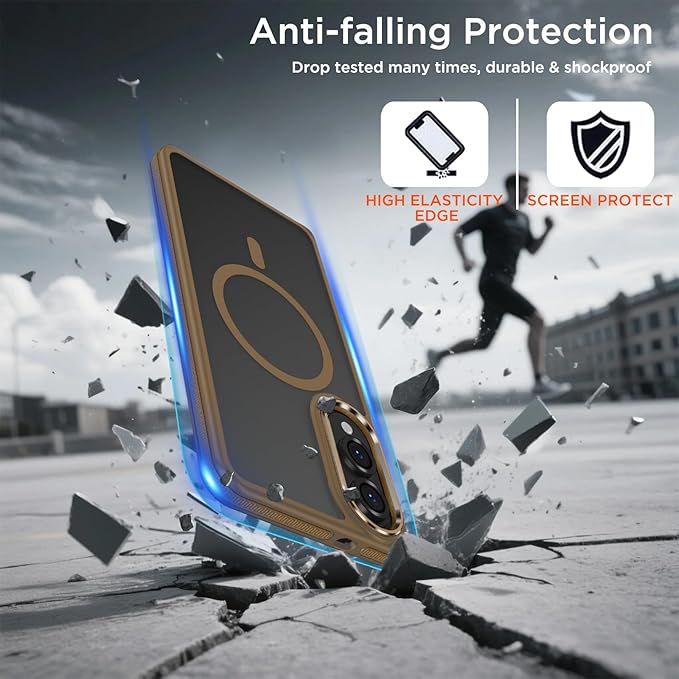 for Samsung Galaxy S25 Edge Case, Fits for Magsafe, Anti-Fingerprint Anti-Scratch Matte Cover, Color Hybrid Magnetic Cell Phone Case for Galaxy S25 Edge, Drop Resistant Protection (Brown)