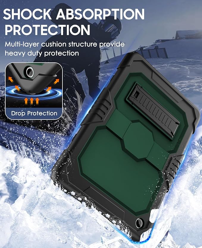 OKP Case for New Samsung Galaxy Tab A9 Plus 11 Inch 2023 (SM-X210/X216/X218), Heavy Duty Shockproof Rugged 11" Galaxy A9+ Tablet Protective Cover with Stand for Kids Boys Girls, Black+Alpine Green