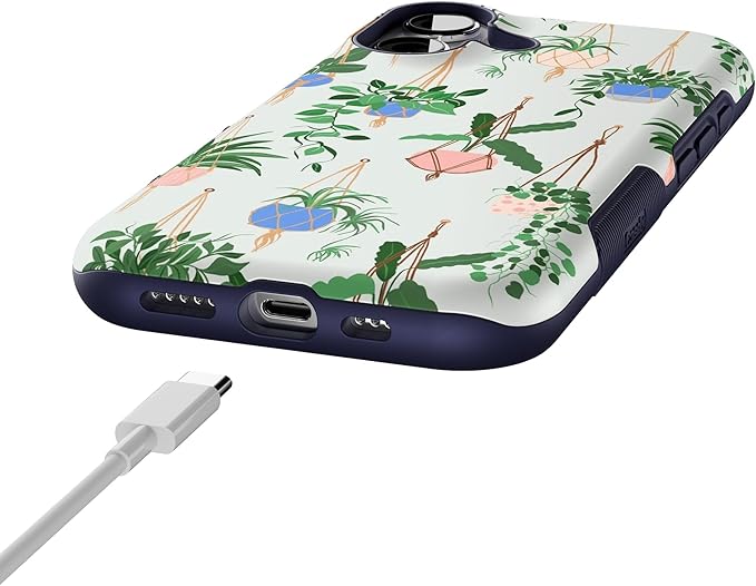 Casely iPhone 17 Case | Hanging Around | Potted Plants Floral | Bold Protective Design | Compatible with MagSafe